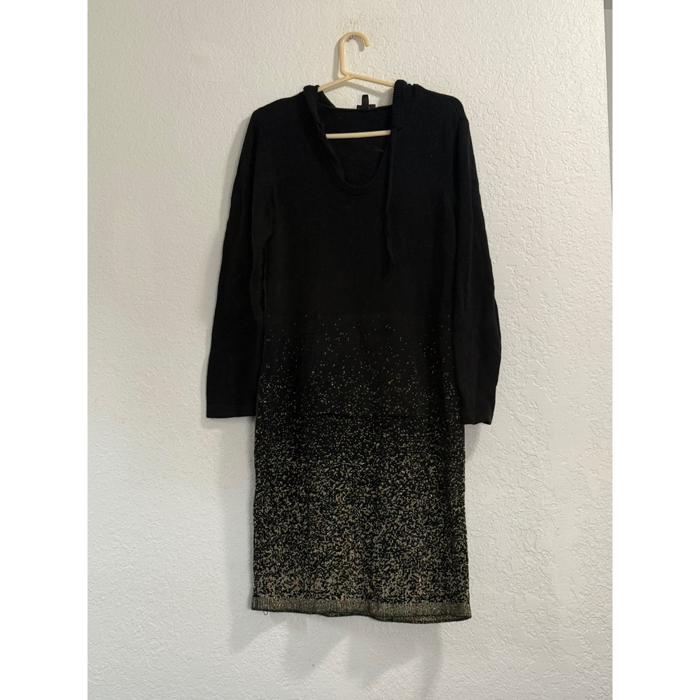 TORRID Hooded Sweater Dress - Black & Gold Ombre Size 1 1x  Fitted holiday